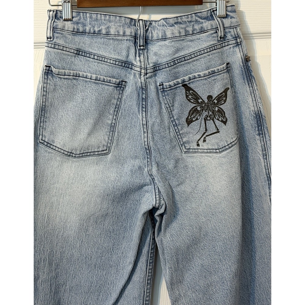 Hot Topic Jeans Women's Denim Wide-Leg Skeleton Fairy Goth Skater Juniors Size 5 - Picture 5 of 7